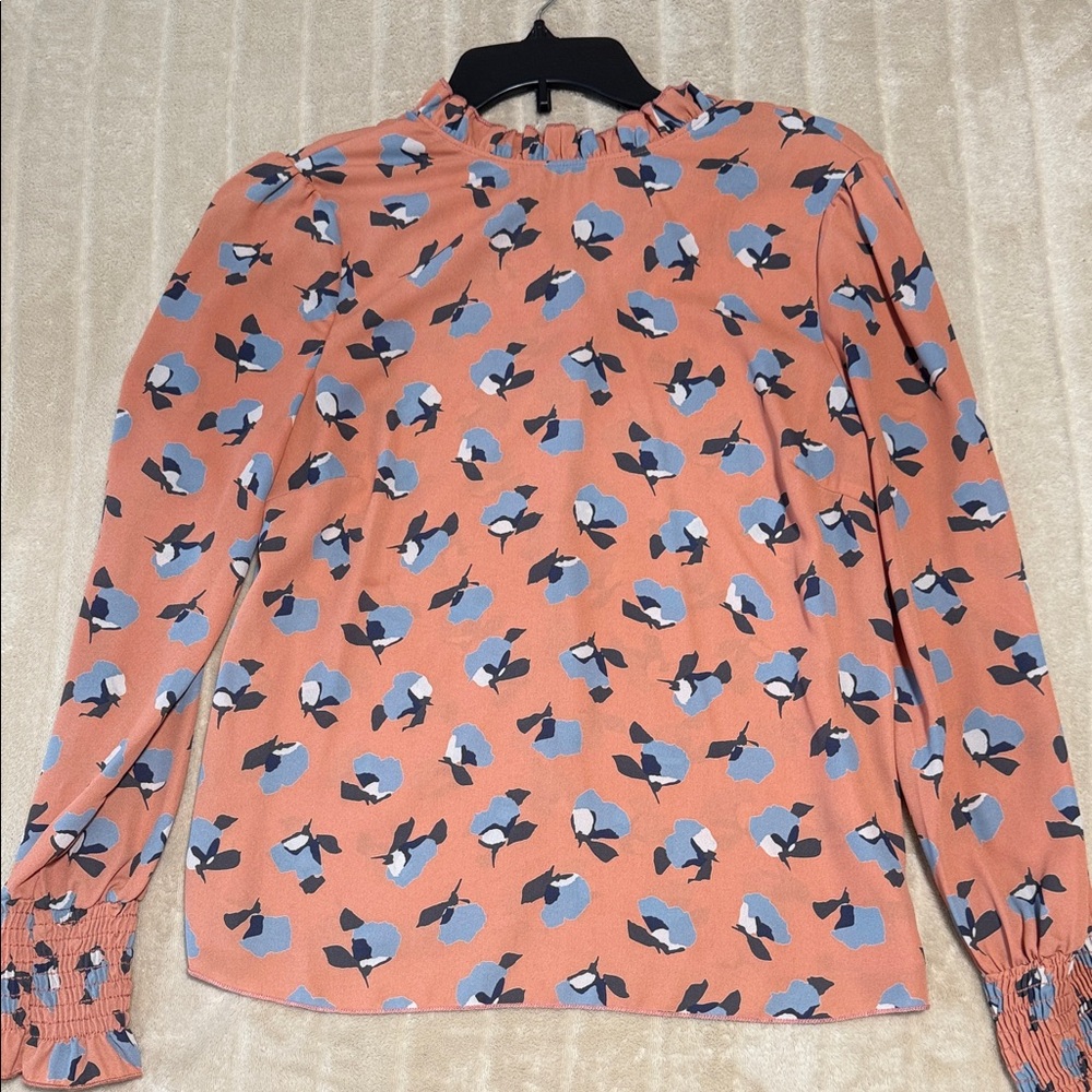 Floral Print Women's Top - Peach and Blue